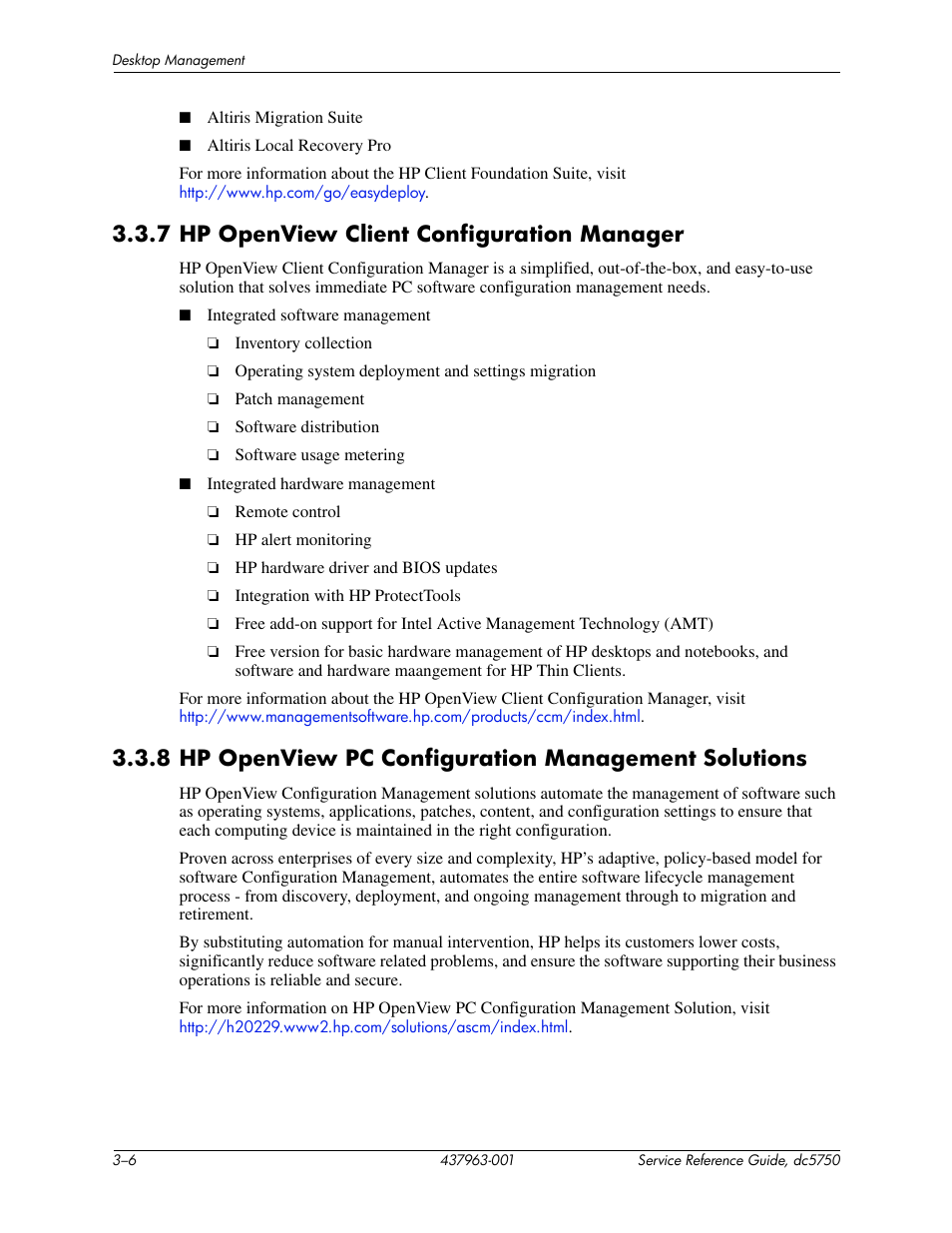 7 hp openview client configuration manager | HP COMPAQ DC5750 User Manual | Page 34 / 214