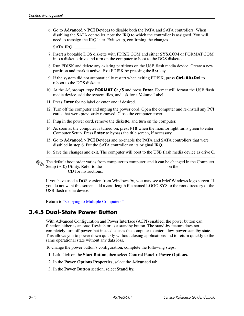 5 dual-state power button | HP COMPAQ DC5750 User Manual | Page 42 / 214
