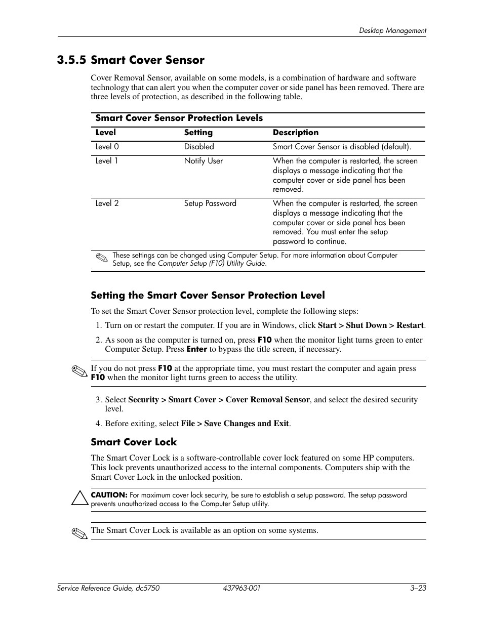 5 smart cover sensor | HP COMPAQ DC5750 User Manual | Page 51 / 214