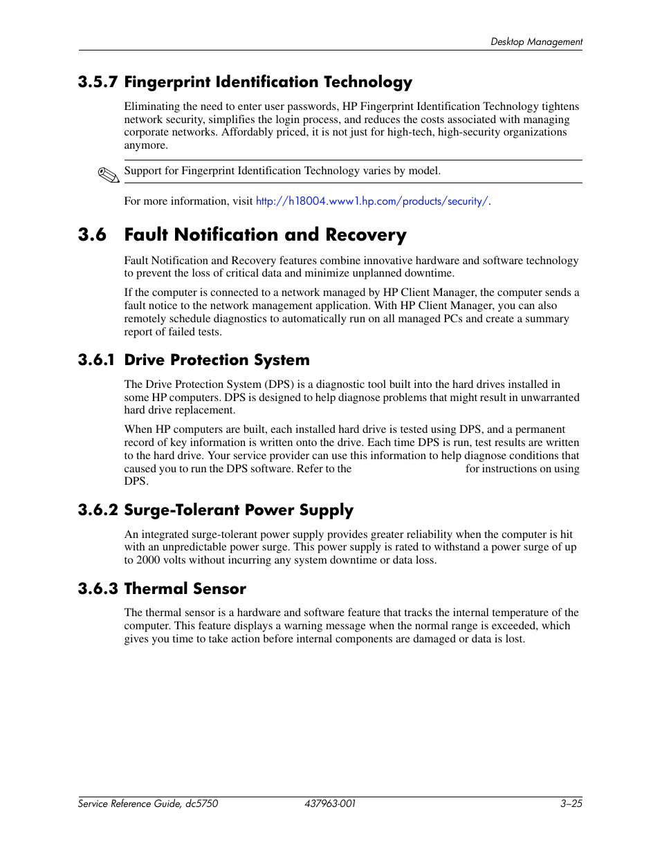 6 fault notification and recovery | HP COMPAQ DC5750 User Manual | Page 53 / 214