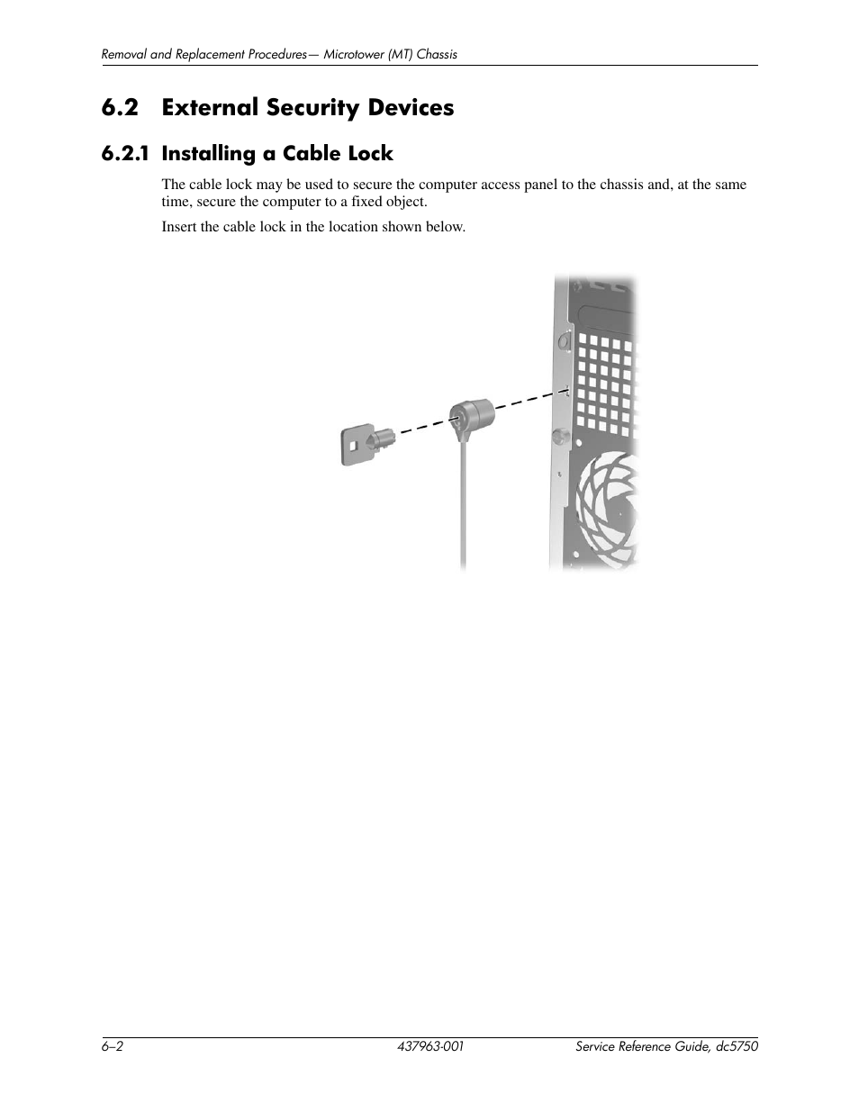 2 external security devices | HP COMPAQ DC5750 User Manual | Page 70 / 214