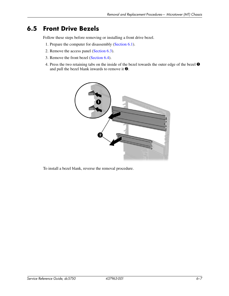 5 front drive bezels | HP COMPAQ DC5750 User Manual | Page 75 / 214