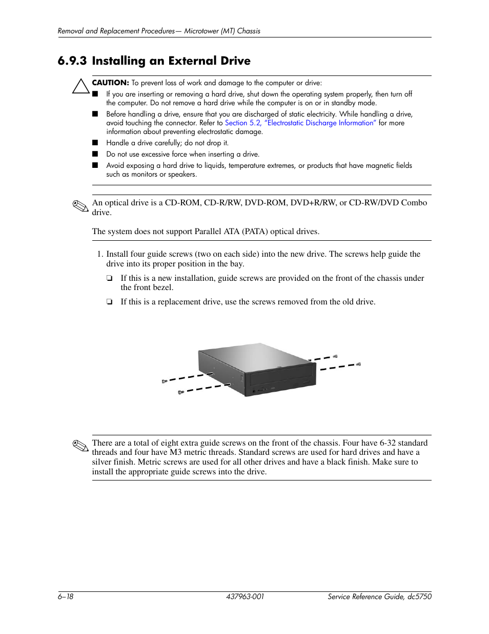 3 installing an external drive | HP COMPAQ DC5750 User Manual | Page 86 / 214