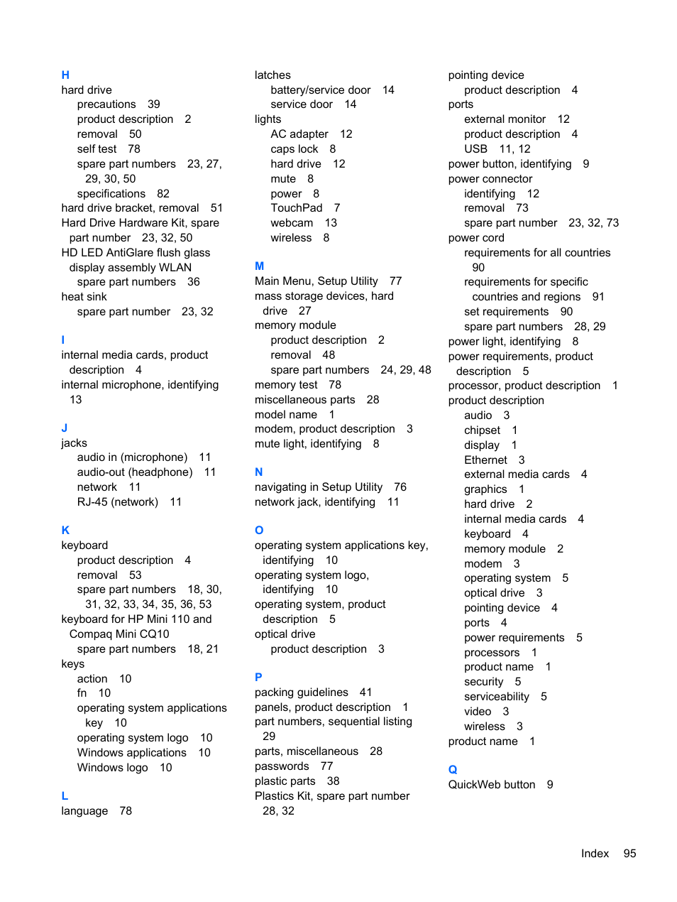 HP 110 User Manual | Page 103 / 104