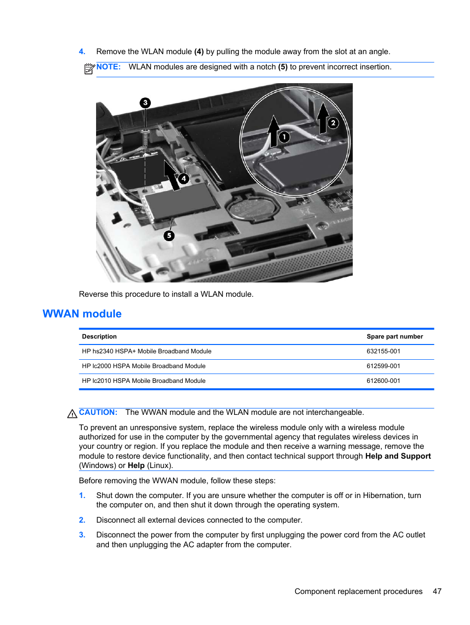 Wwan module | HP 110 User Manual | Page 55 / 104