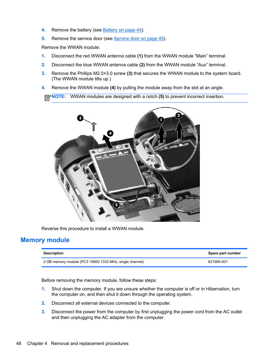 Memory module | HP 110 User Manual | Page 56 / 104