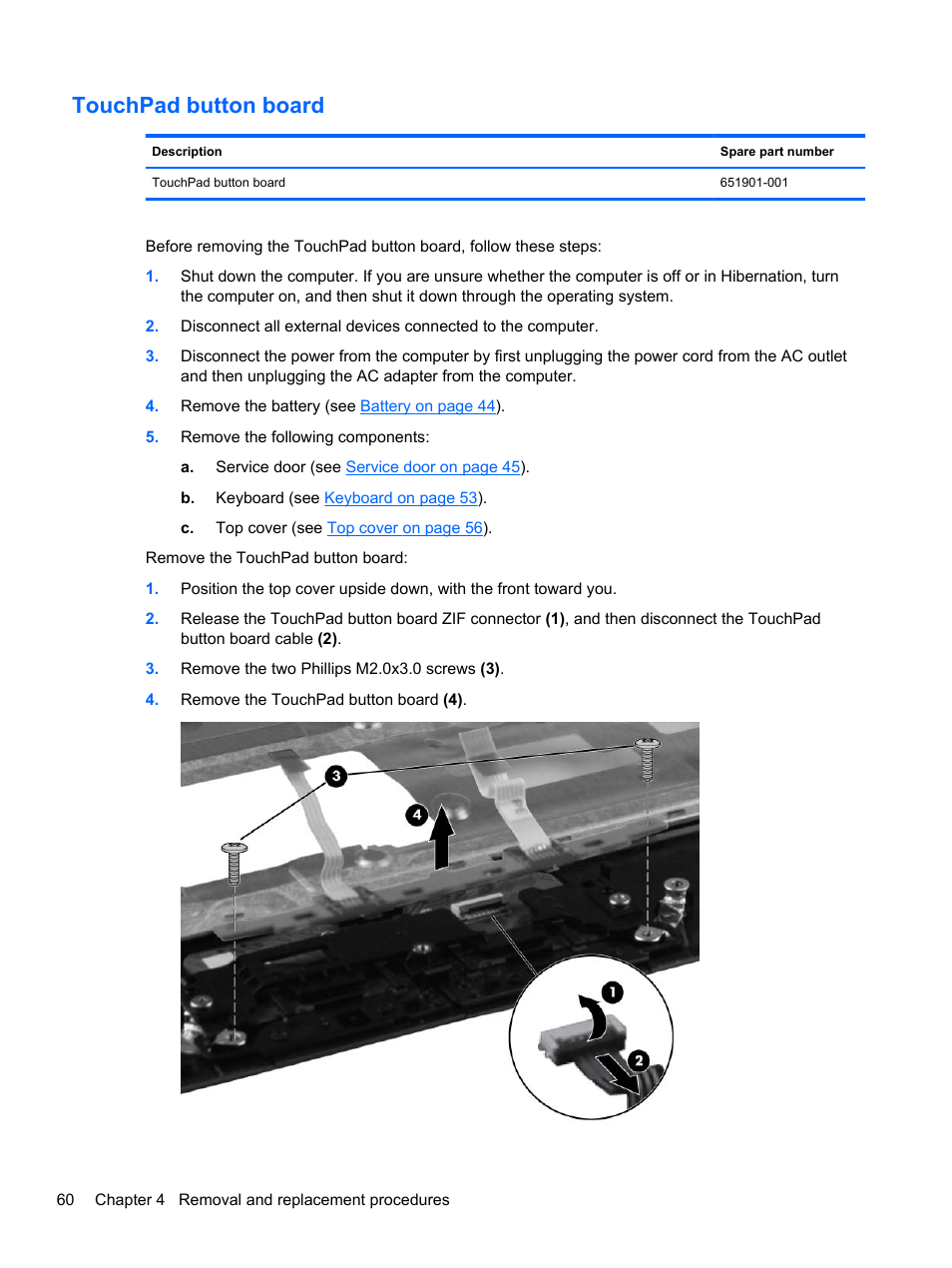 Touchpad button board | HP 110 User Manual | Page 68 / 104