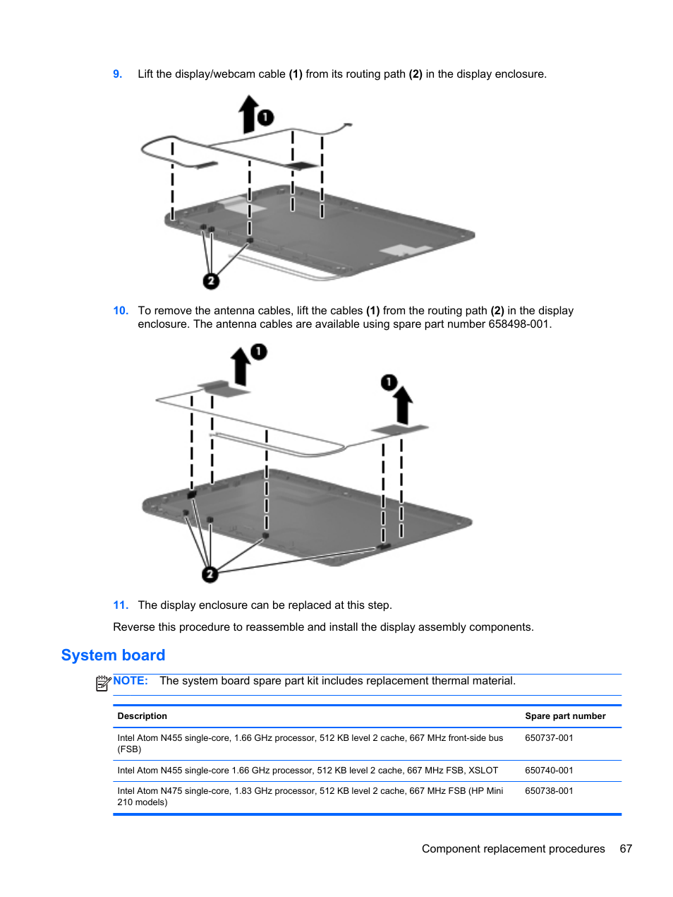 System board | HP 110 User Manual | Page 75 / 104