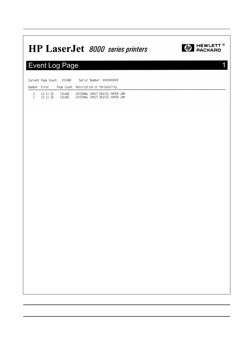 Appendix g – printer selftest pages | HP TOWERFEED 8100 User Manual | Page 31 / 36
