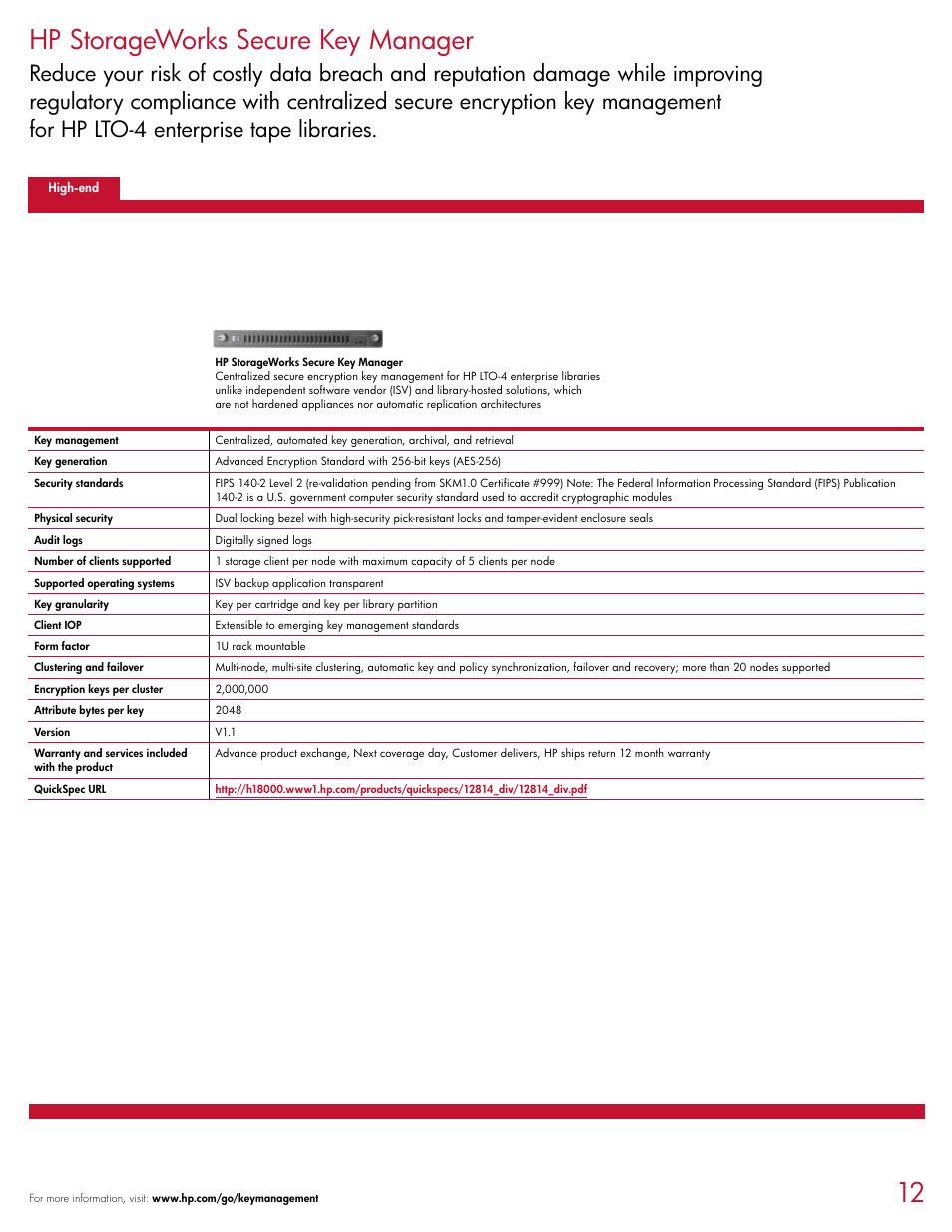 12 hp storageworks secure key manager | HP D2D120 User Manual | Page 12 / 20