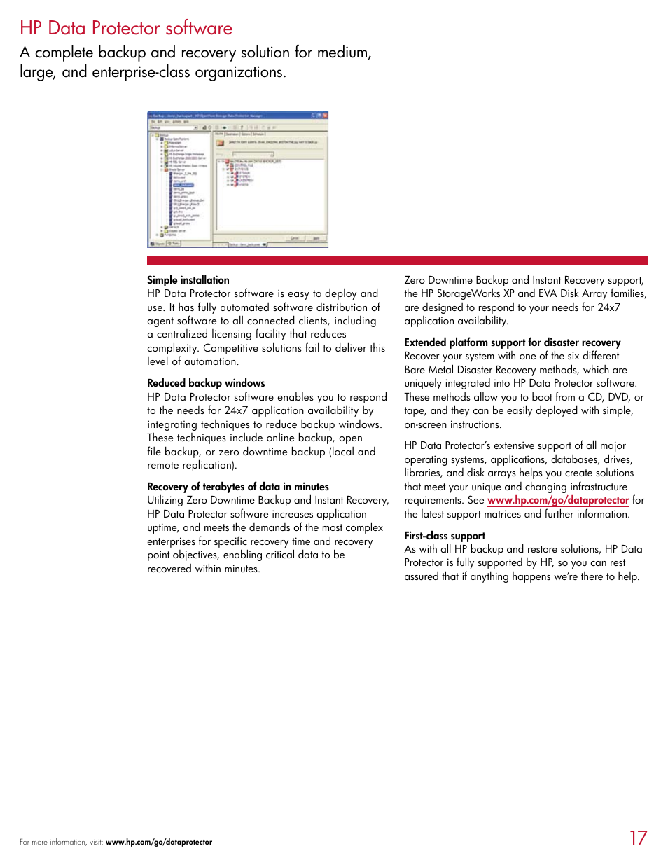 17 hp data protector software | HP D2D120 User Manual | Page 17 / 20