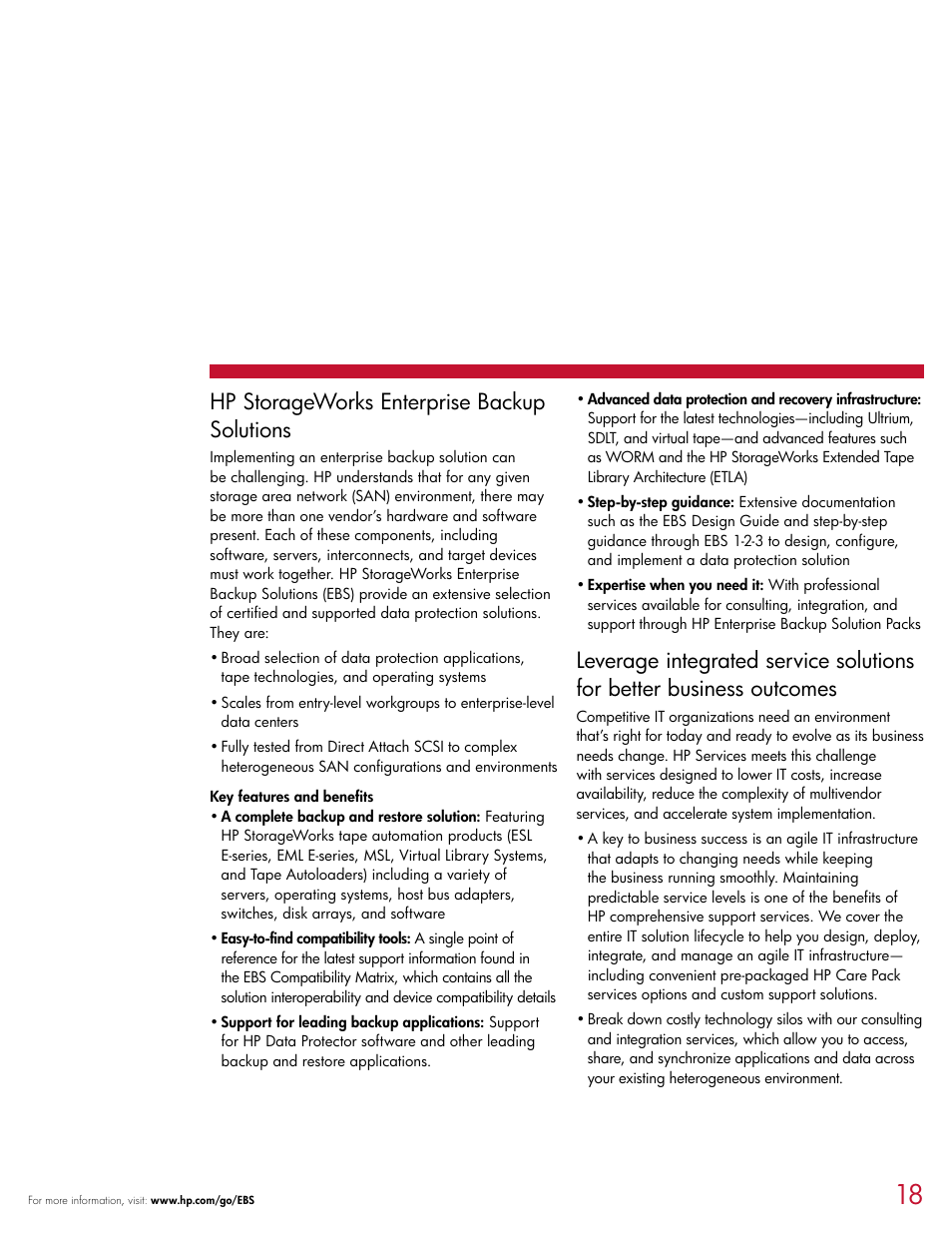 Hp storageworks enterprise backup solutions | HP D2D120 User Manual | Page 18 / 20