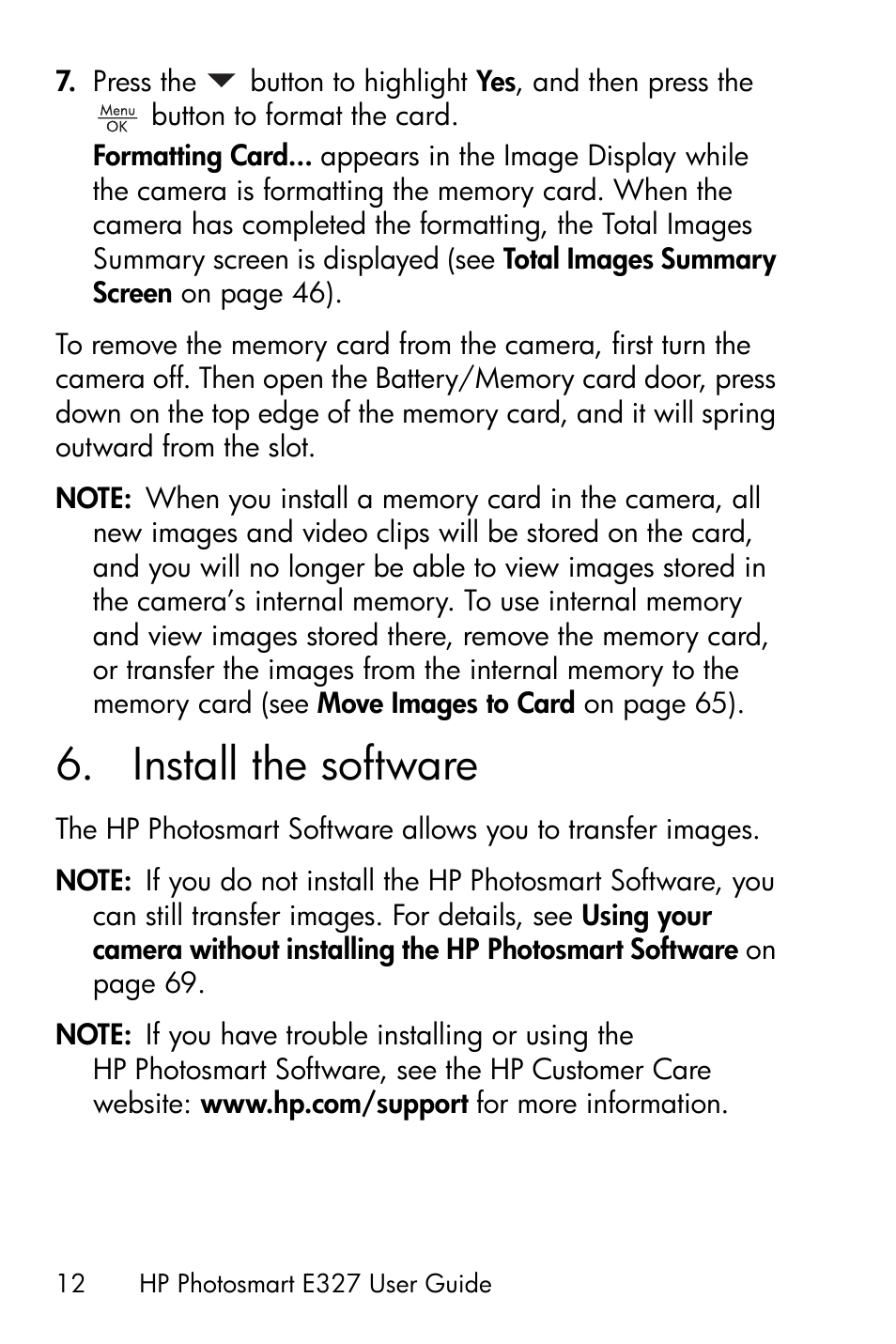 Install the software, 6 install the software | HP Photosmart E327 User Manual | Page 12 / 130