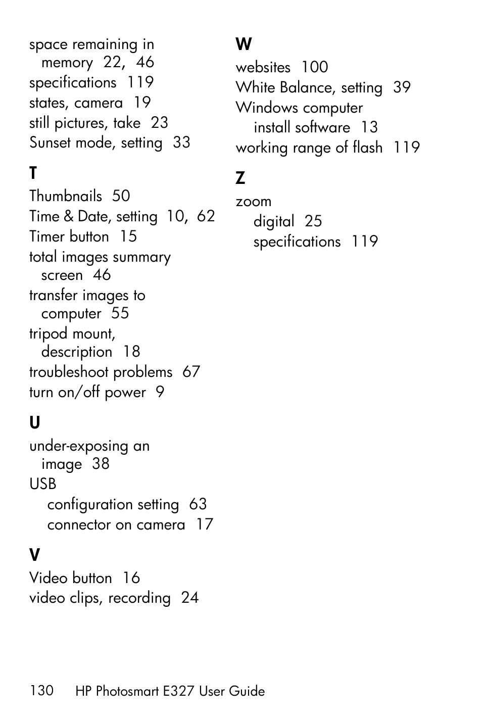 HP Photosmart E327 User Manual | Page 130 / 130