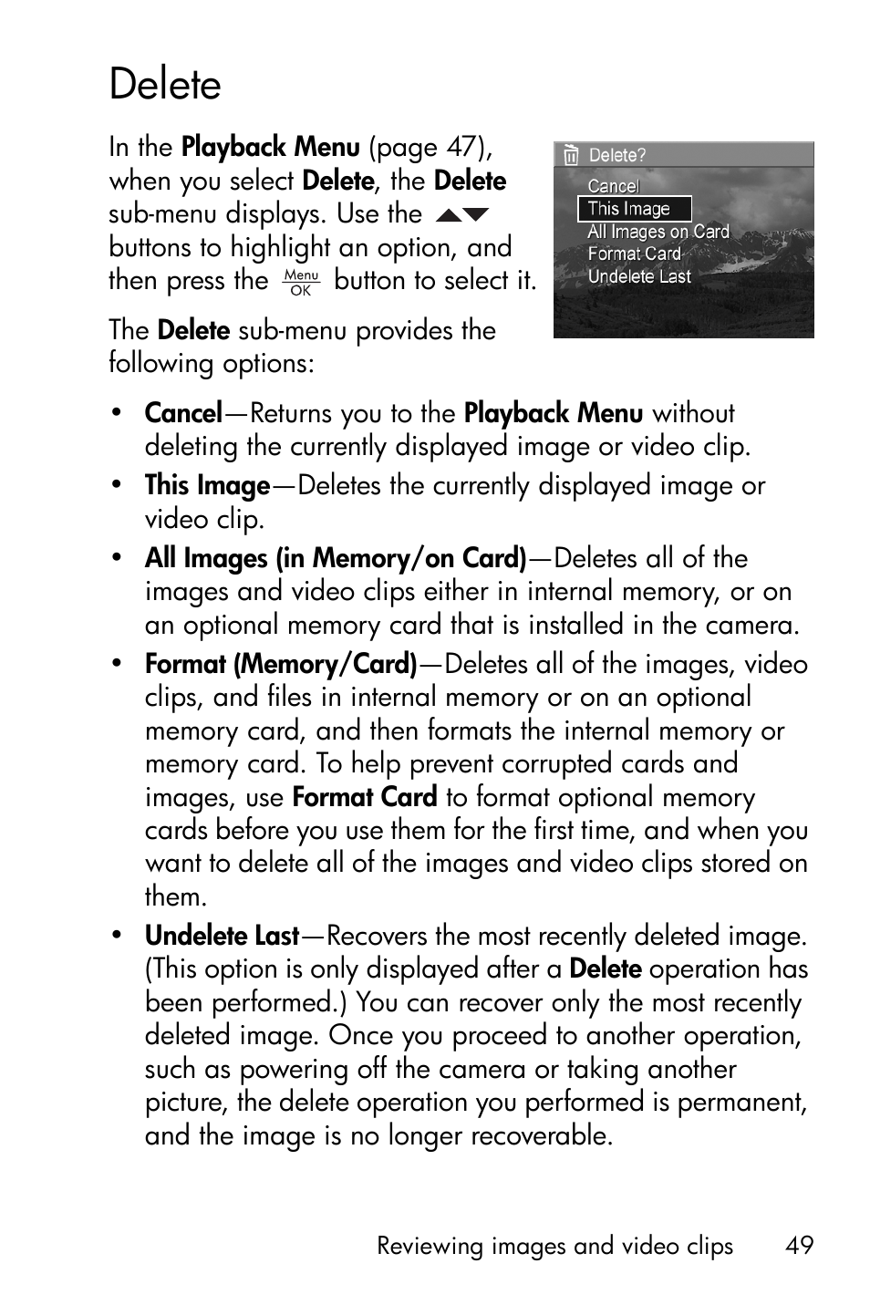 Delete | HP Photosmart E327 User Manual | Page 49 / 130