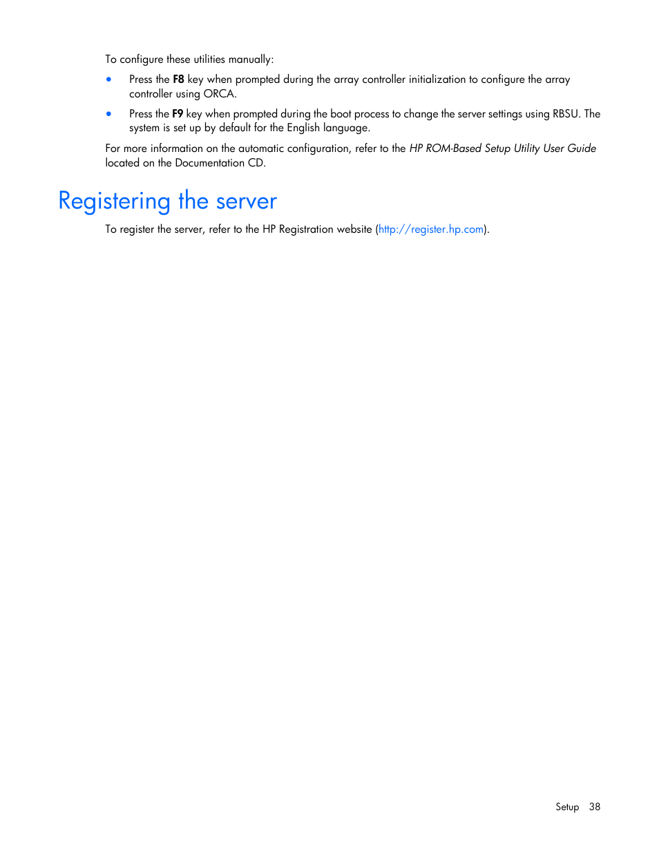 Registering the server | HP DL380 G7 User Manual | Page 38 / 126
