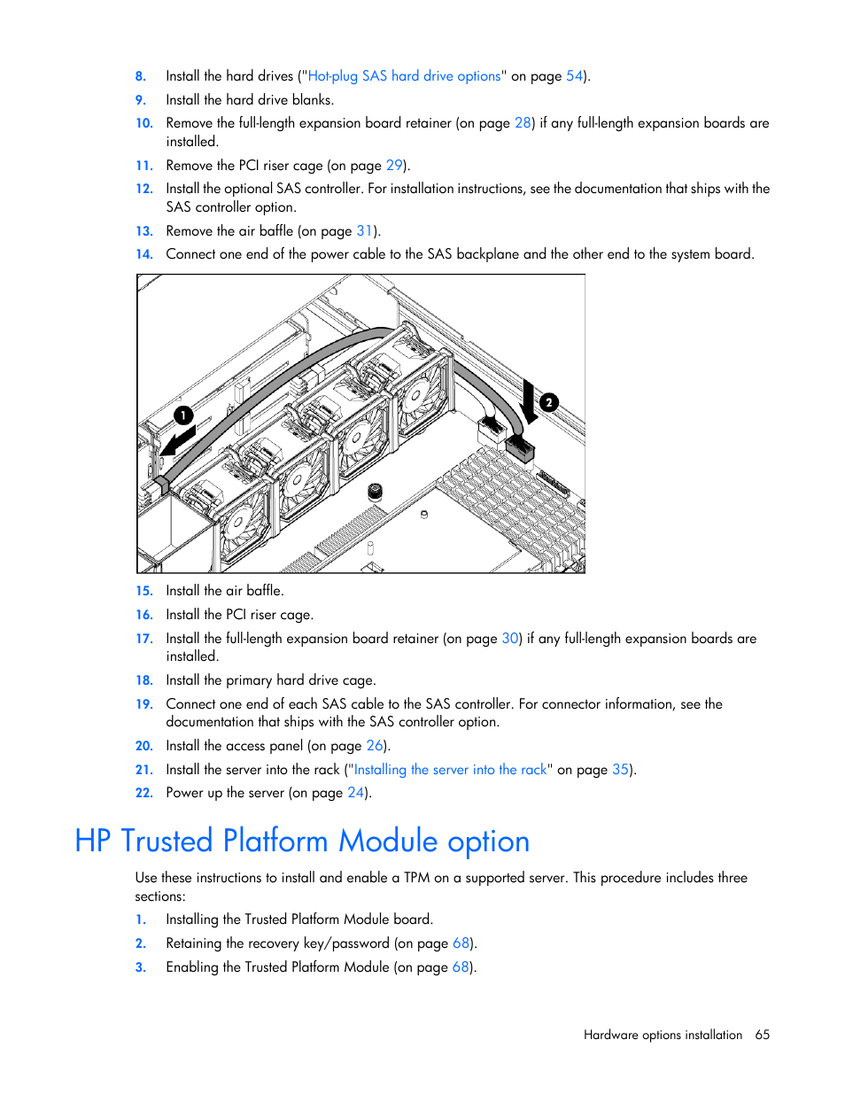 Hp trusted platform module option | HP DL380 G7 User Manual | Page 65 / 126