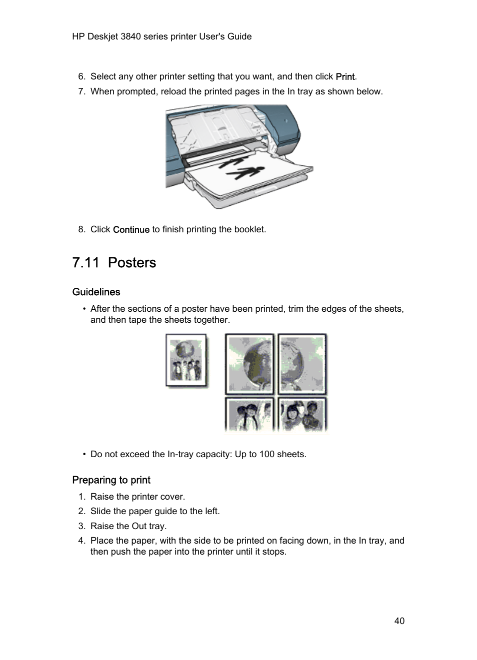 11 posters, Guidelines, Preparing to print | Posters | HP 3840 User Manual | Page 40 / 95