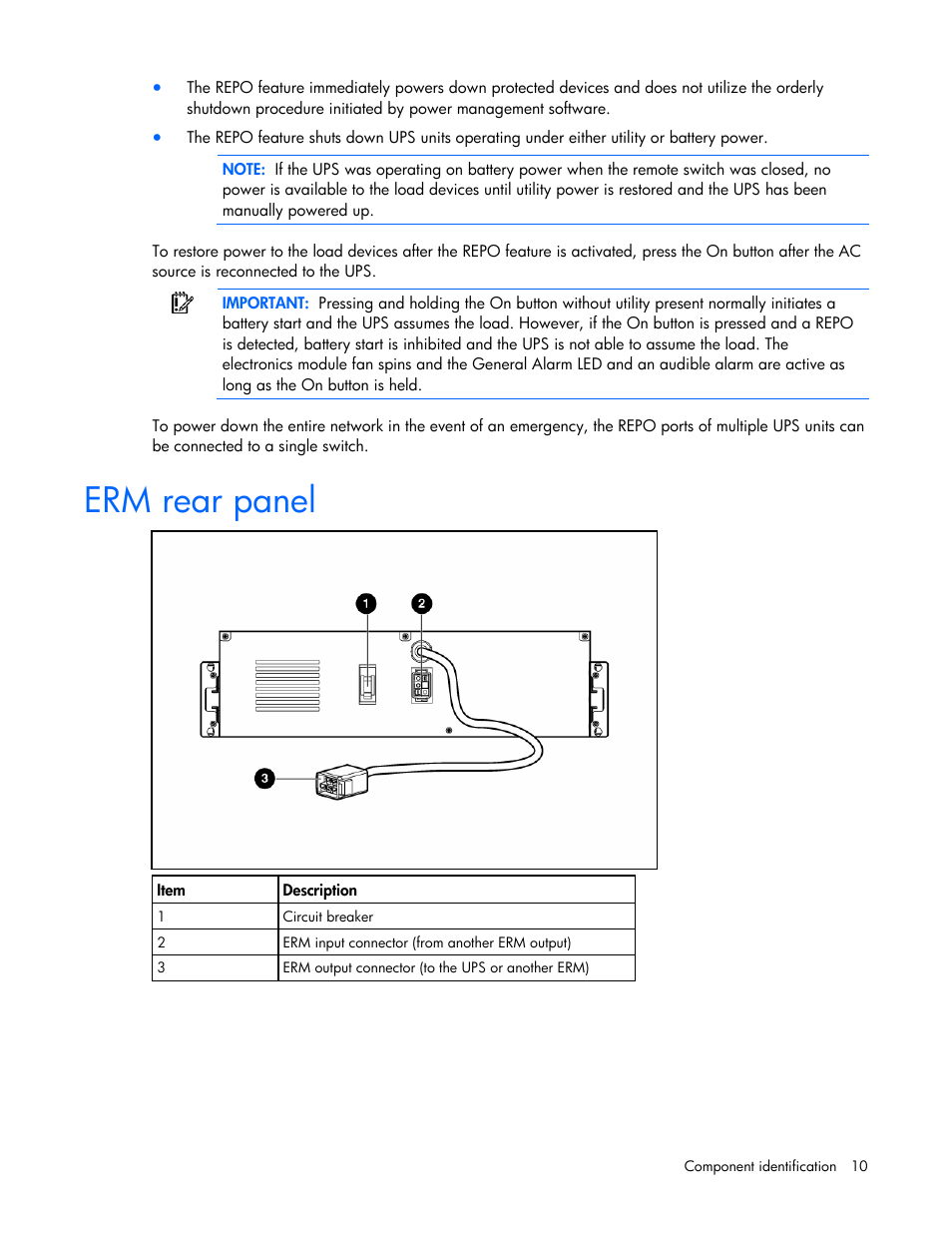 Erm rear panel | HP R5500 User Manual | Page 10 / 61