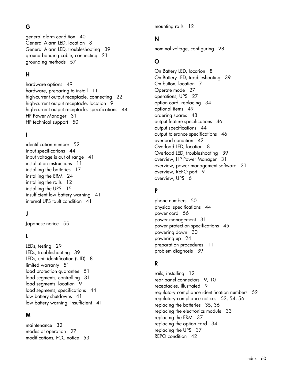 HP R5500 User Manual | Page 60 / 61