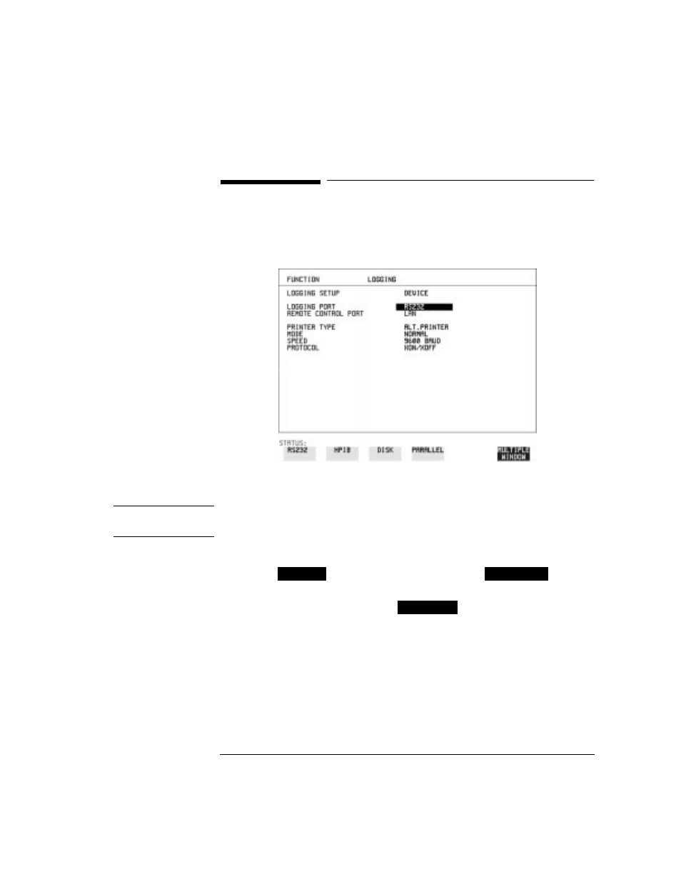 Logging results to rs-232-c printer, Logging results to rs-232-c printer 119 | HP OMNIBER 718 HP 37718A User Manual | Page 129 / 190