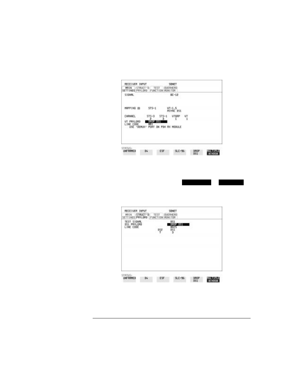 Drop 2 mb/s /ds1 (unstructured sonet payload) | HP OMNIBER 718 HP 37718A User Manual | Page 57 / 190