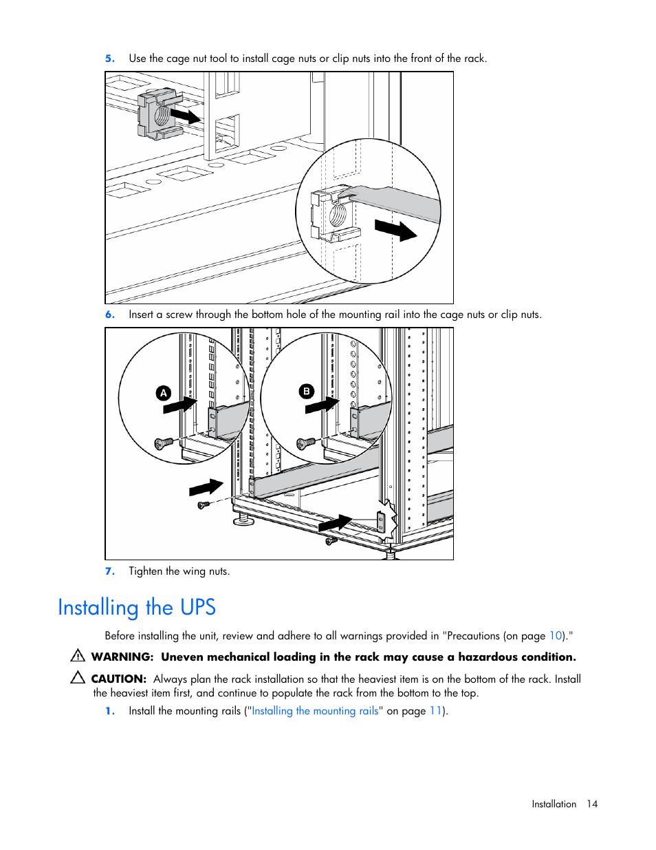 Installing the ups | HP R1500 User Manual | Page 14 / 49
