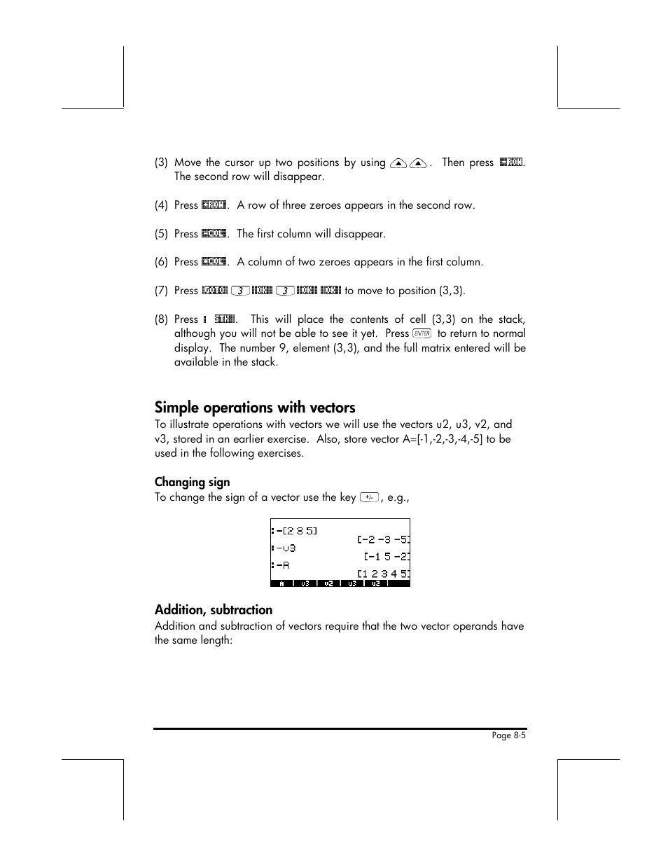 Simple operations with vectors | HP 49g+ User Manual | Page 114 / 176