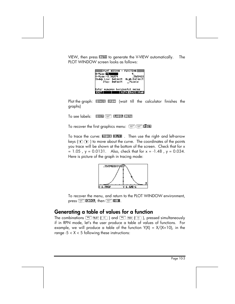 Generating a table of values for a function | HP 49g+ User Manual | Page 130 / 176