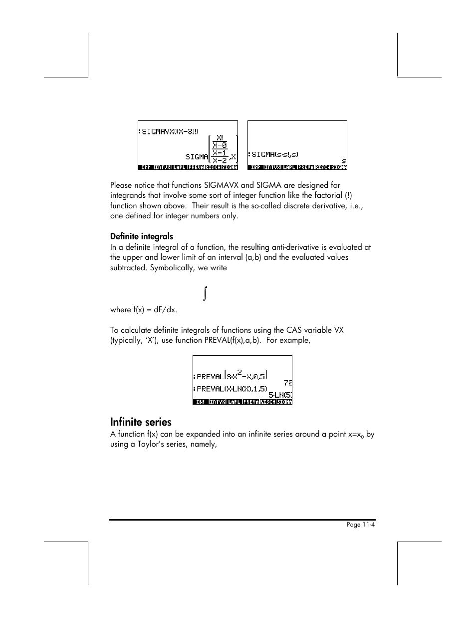 Infinite series | HP 49g+ User Manual | Page 139 / 176