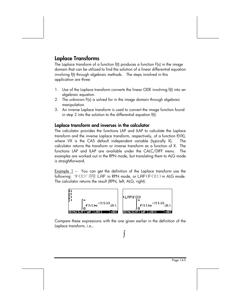 Laplace transforms | HP 49g+ User Manual | Page 150 / 176