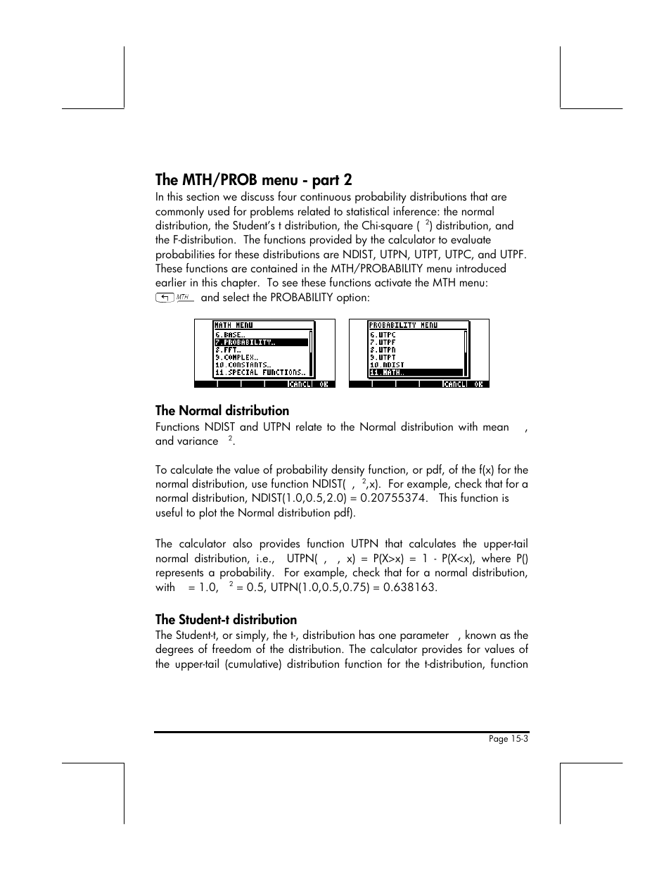 The mth/prob menu - part 2 | HP 49g+ User Manual | Page 156 / 176