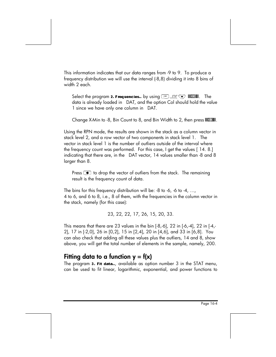 Fitting data to a function y = f(x) | HP 49g+ User Manual | Page 161 / 176