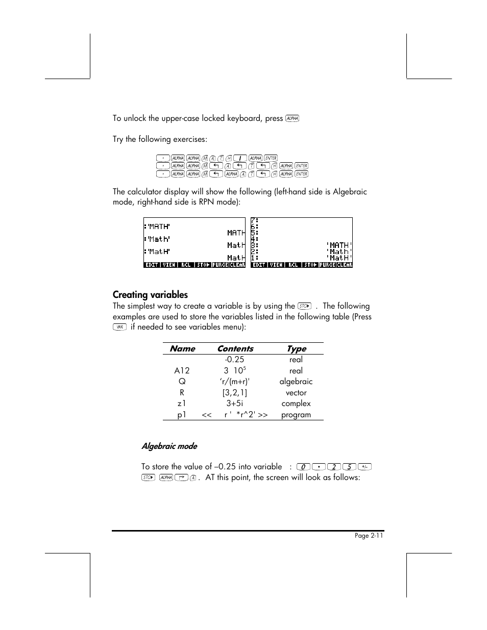 Math1~` ³~~m„a„t„h~` ³~~m„~at„h, 25\ k ~‚a | HP 49g+ User Manual | Page 44 / 176