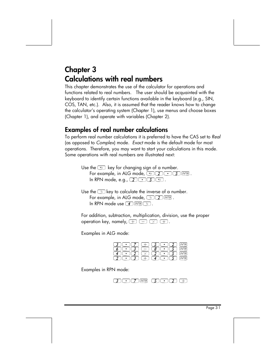 Chapter 3 calculations with real numbers, Examples of real number calculations | HP 49g+ User Manual | Page 54 / 176