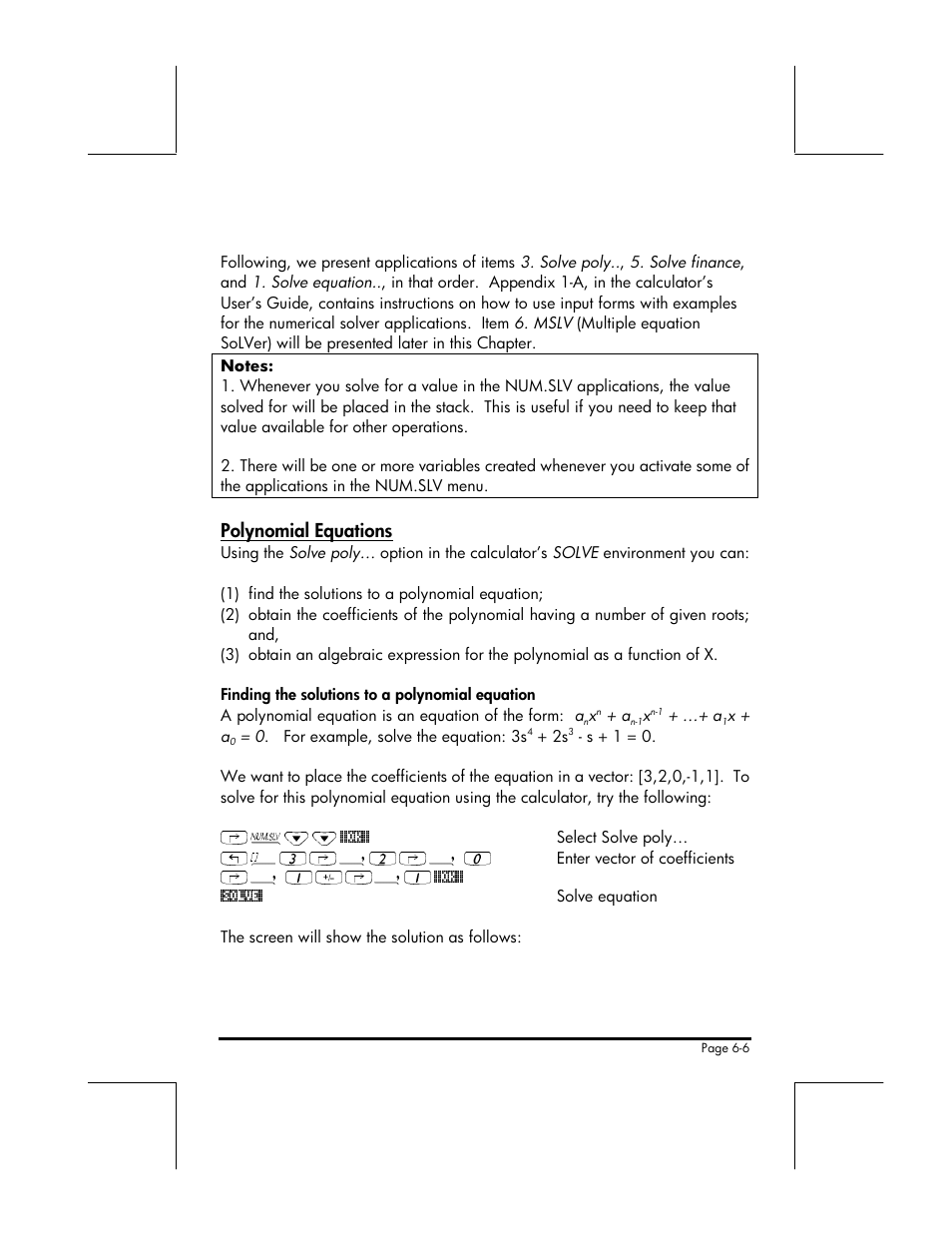Polynomial equations | HP 49g+ User Manual | Page 97 / 176