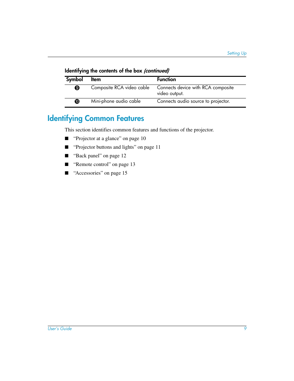 Identifying common features | HP mp3130 User Manual | Page 9 / 84