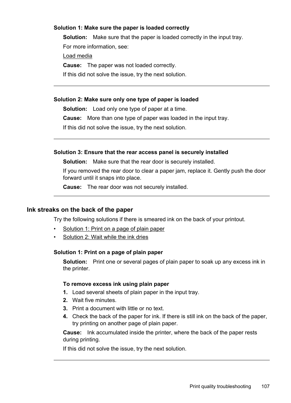 Ink streaks on the back of the paper | HP Officejet 6500A Plus User Manual | Page 111 / 250