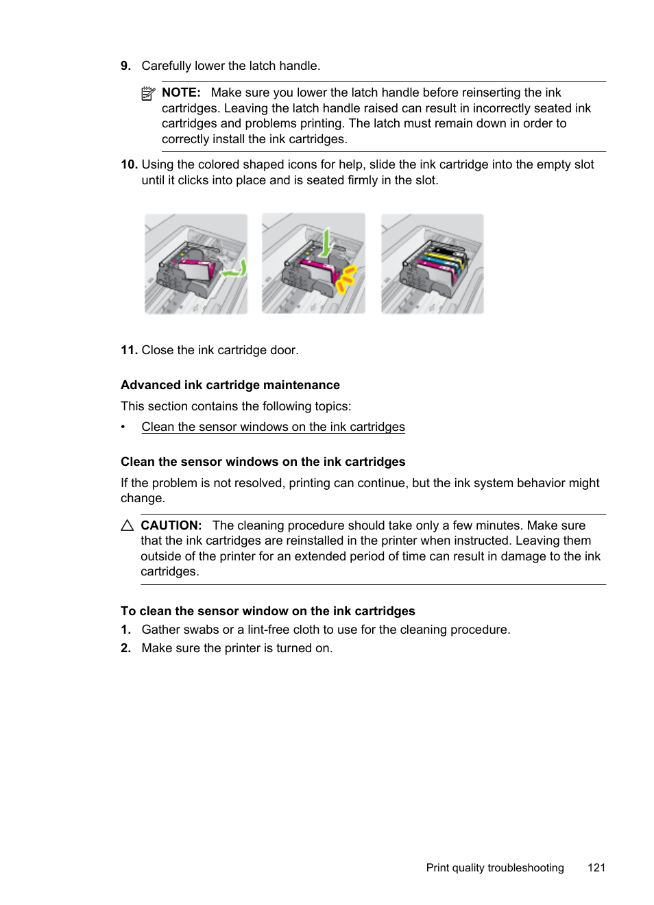 Advanced ink cartridge maintenance | HP Officejet 6500A Plus User Manual | Page 125 / 250