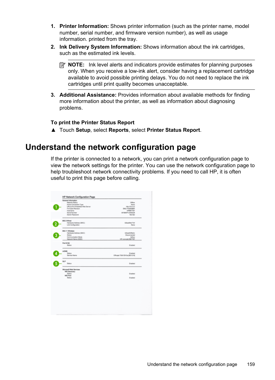 Understand the network configuration page | HP Officejet 6500A Plus User Manual | Page 163 / 250