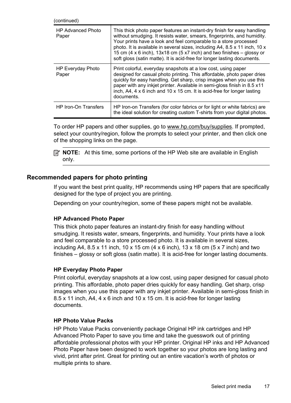 Recommended papers for photo printing | HP Officejet 6500A Plus User Manual | Page 21 / 250