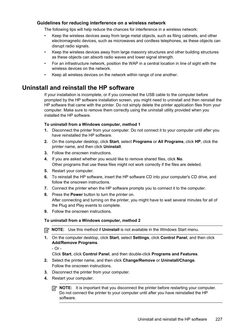 Uninstall and reinstall the hp software | HP Officejet 6500A Plus User Manual | Page 231 / 250