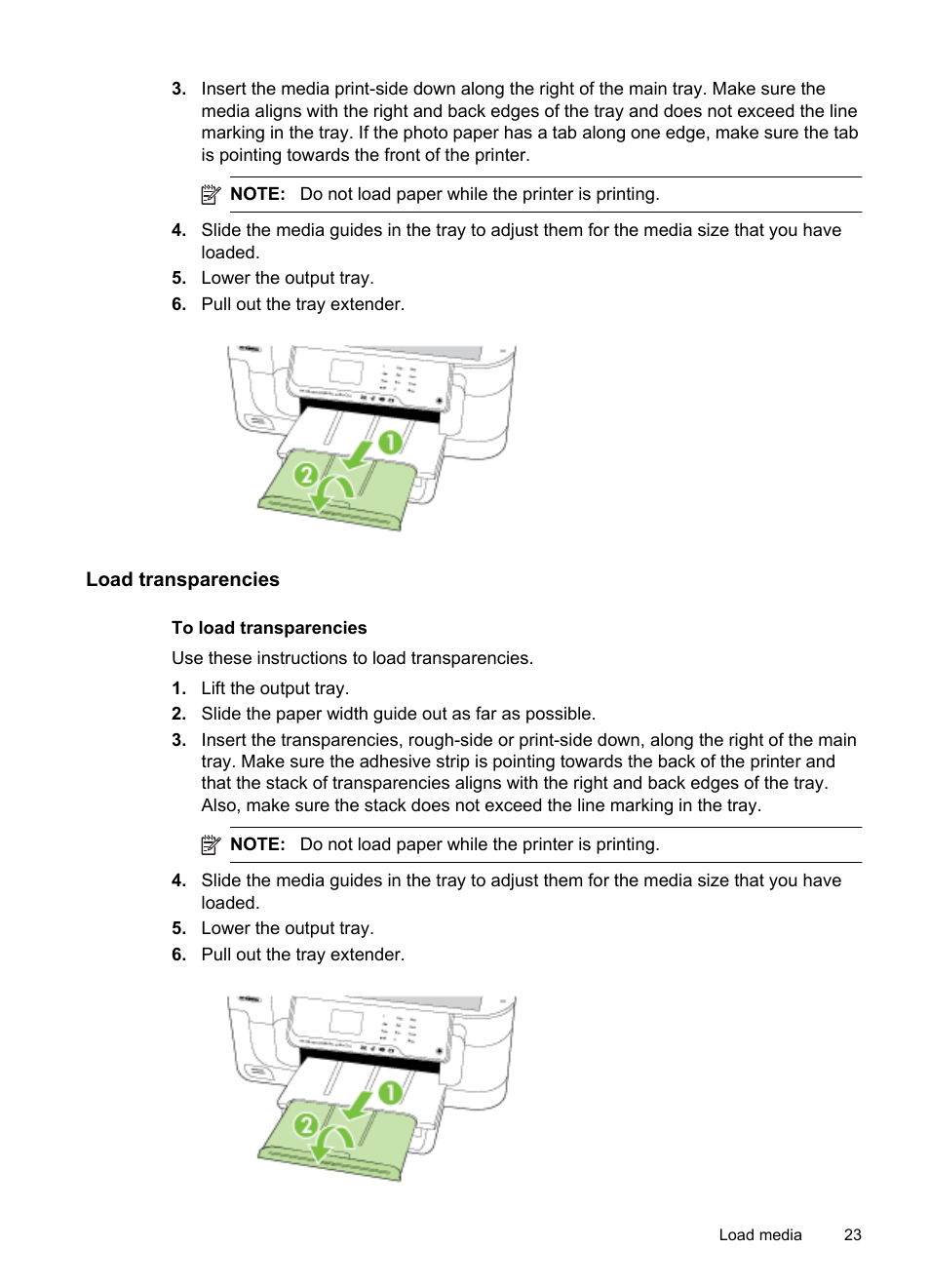 Load transparencies | HP Officejet 6500A Plus User Manual | Page 27 / 250