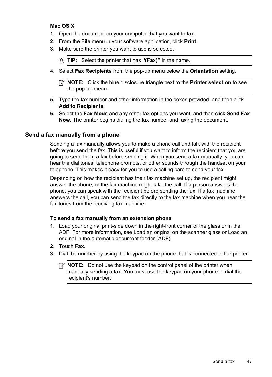 Send a fax manually from a phone | HP Officejet 6500A Plus User Manual | Page 51 / 250