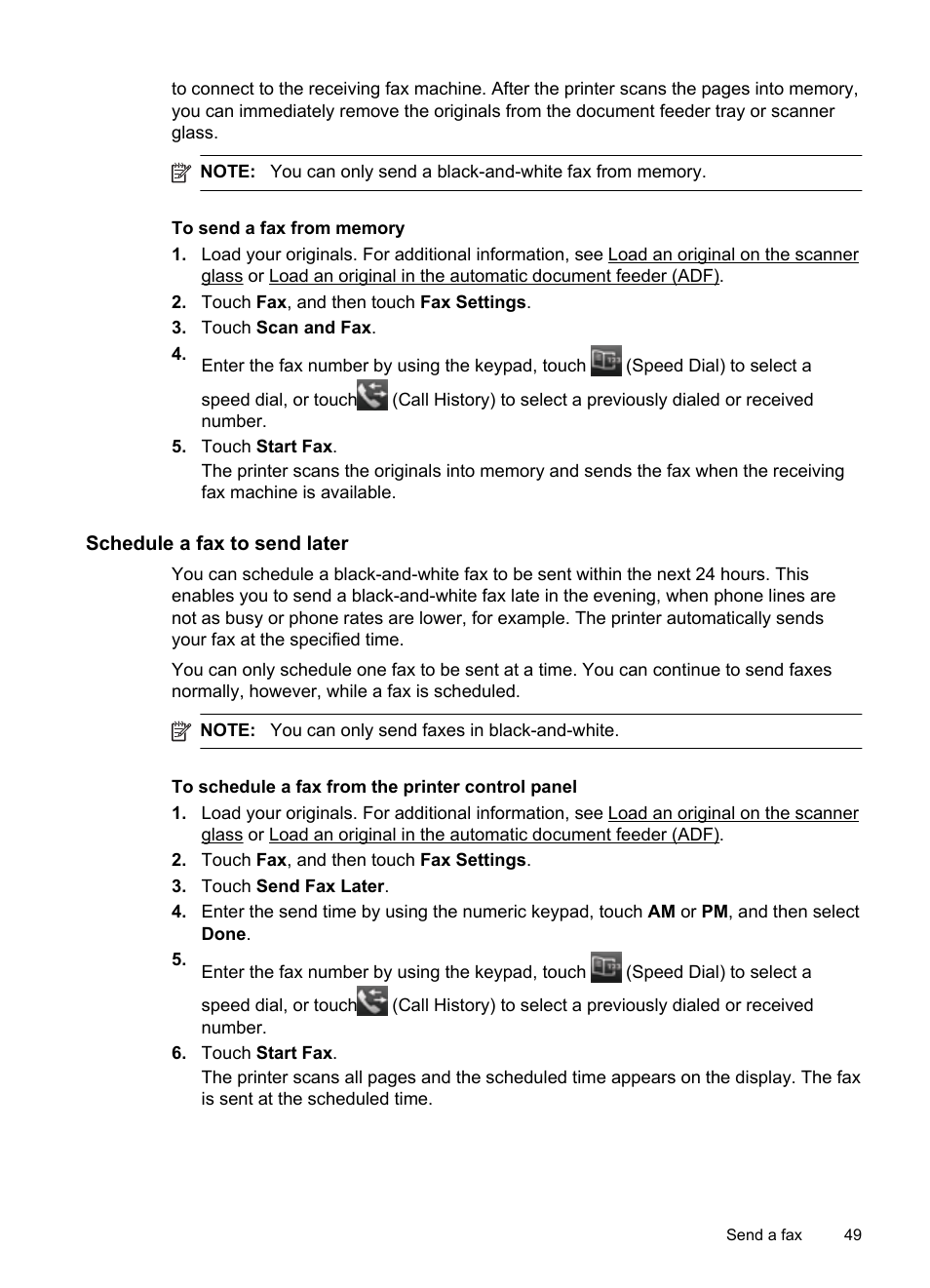 Schedule a fax to send later | HP Officejet 6500A Plus User Manual | Page 53 / 250