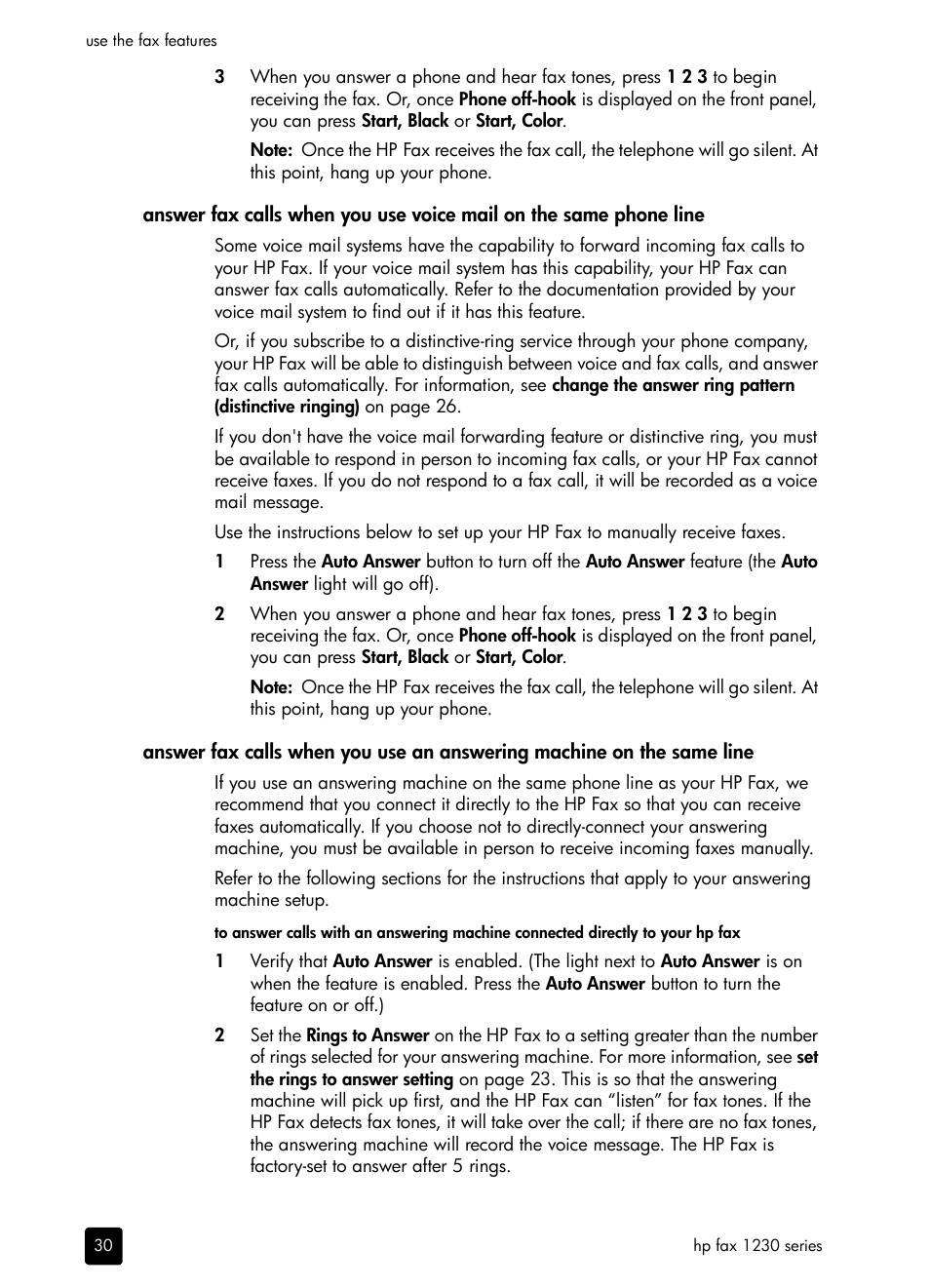 Answer fax | HP 1230 SERIES User Manual | Page 36 / 88