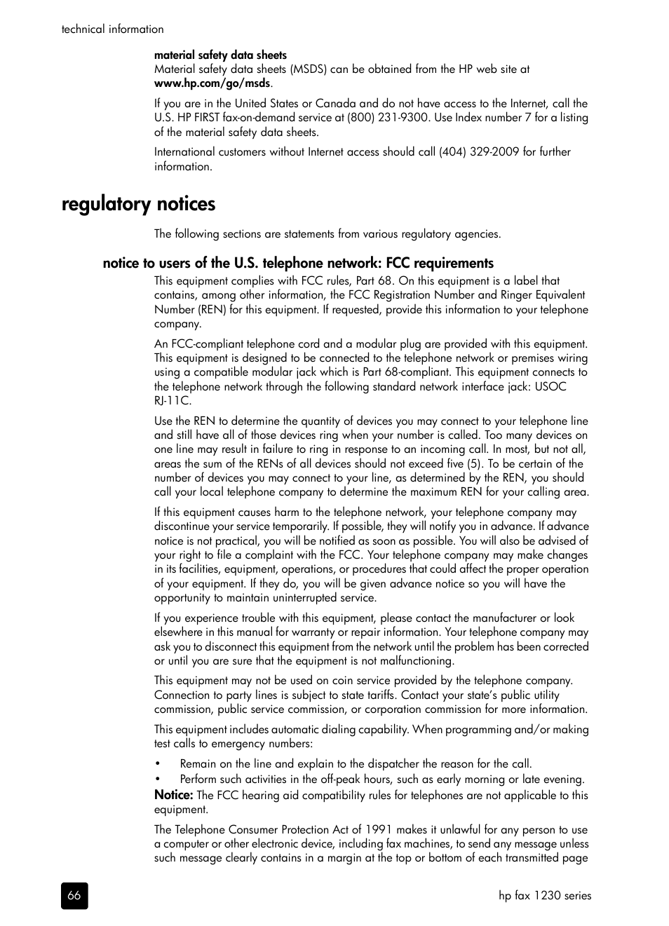 Regulatory notices | HP 1230 SERIES User Manual | Page 72 / 88