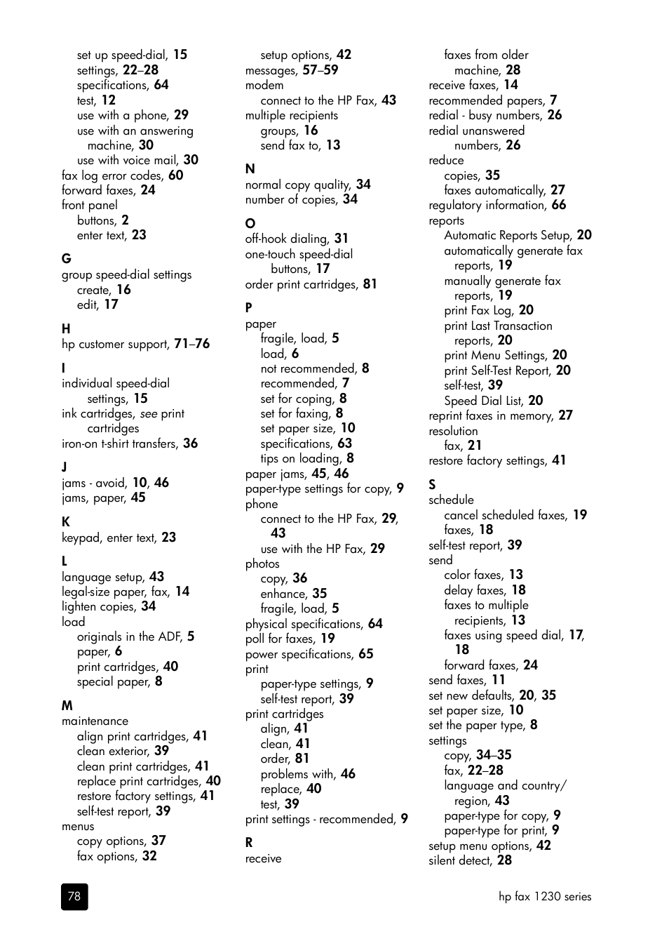 HP 1230 SERIES User Manual | Page 84 / 88
