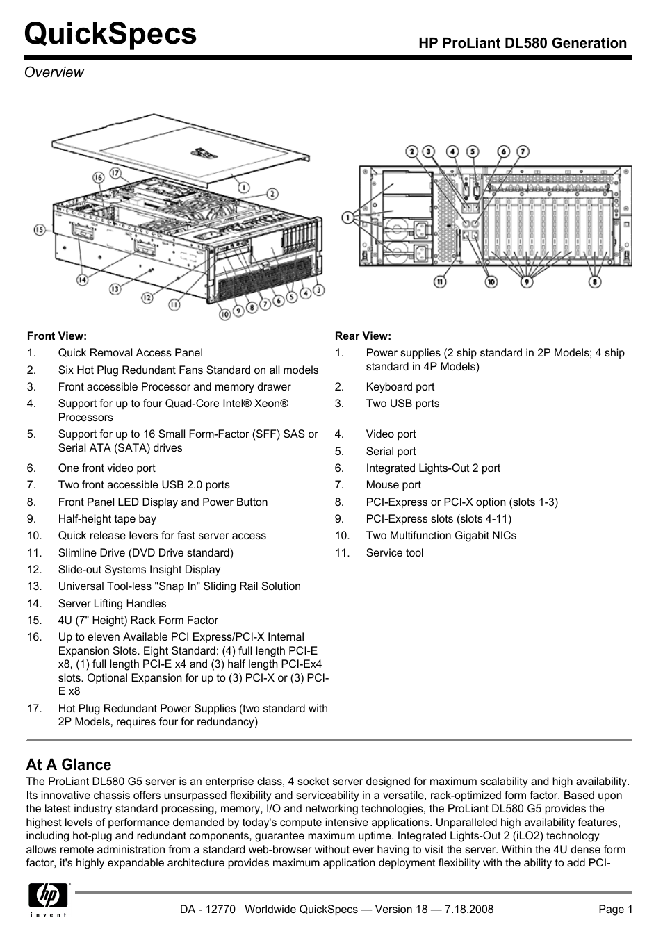 HP Proliant DL580 User Manual | 48 pages