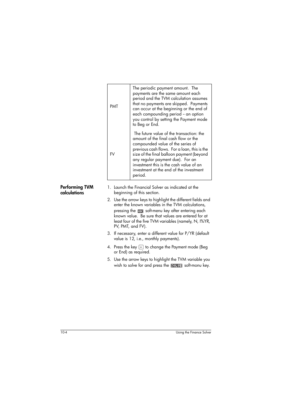 Performing tvm calculations | HP 39g+ User Manual | Page 140 / 294